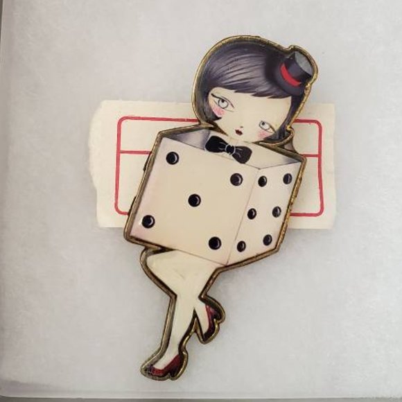 Laliblue Dice Girl Brooch - Picture 1 of 1